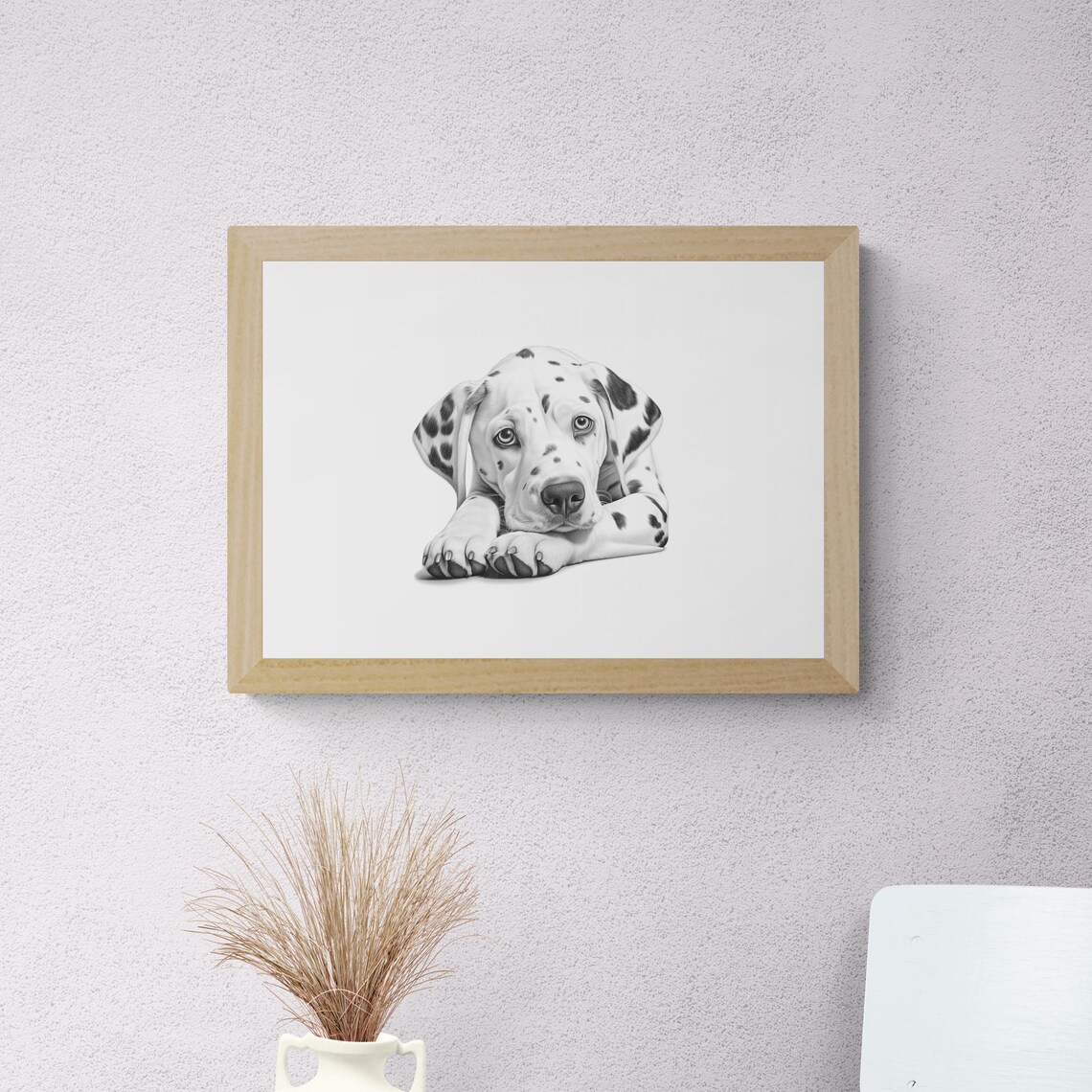 Dalmatian Spotted Puppy Dog Sketch Lying Down Vintage Dog Poster - Image 2