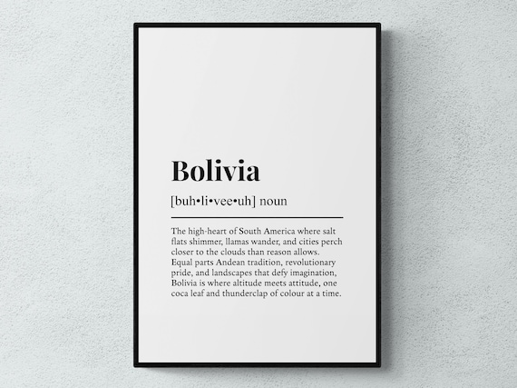 Bolivia Dictionary Definition Funny Quote Travel Souvenir Gift Poster