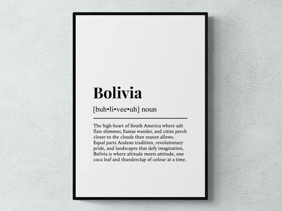 Bolivia Funny Definition South America Gift Wall Art Print