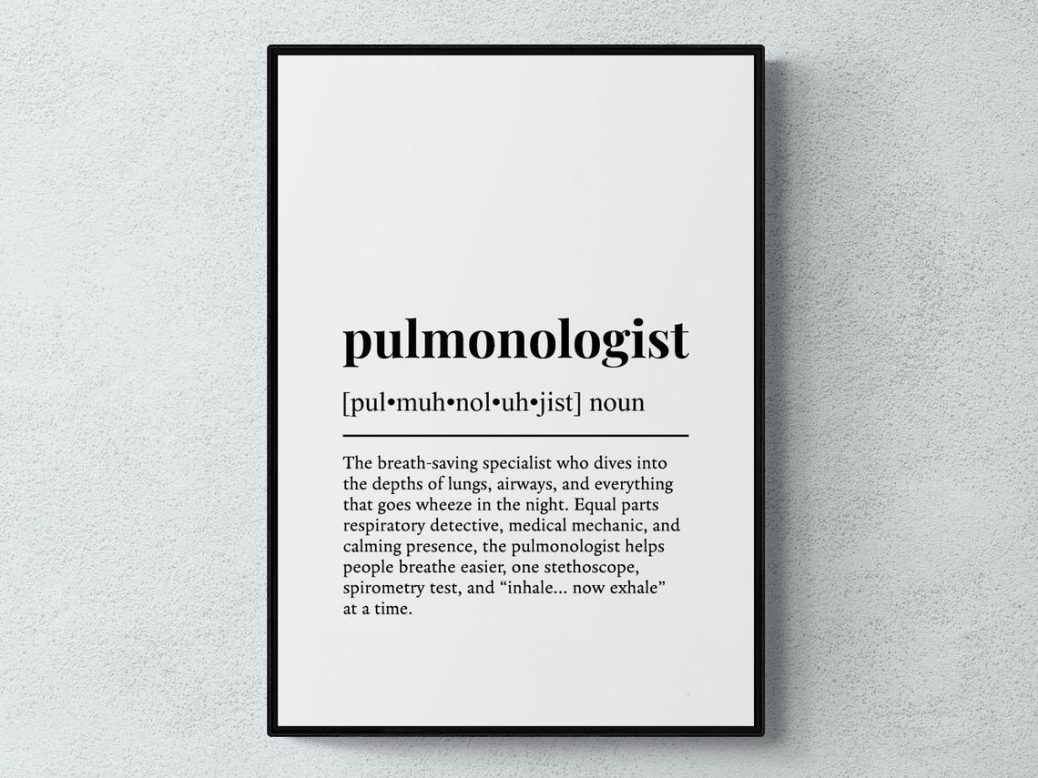 Pulmonologist Funny Dictionary Definition Lung Doctor Gift Poster