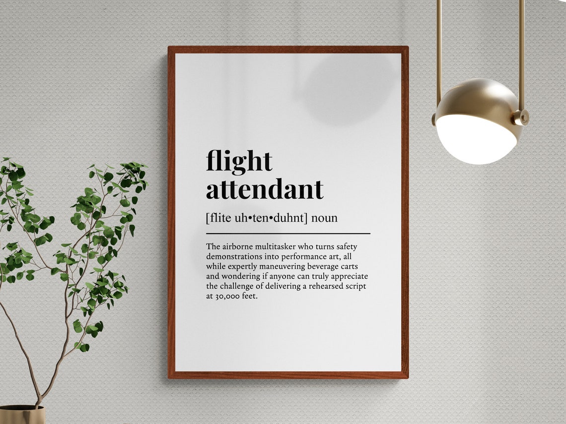 Flight Attendant Funny Dictionary Definition Typography Gift Wall Art - Image 3