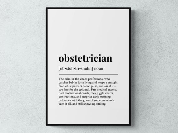 Obstetrician Funny Definition Job Work Gift Wall Art Print