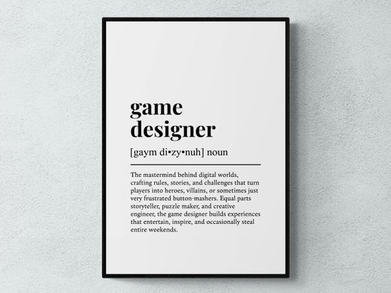Game Designer Funny Definition Job Work Gift Wall Art Print
