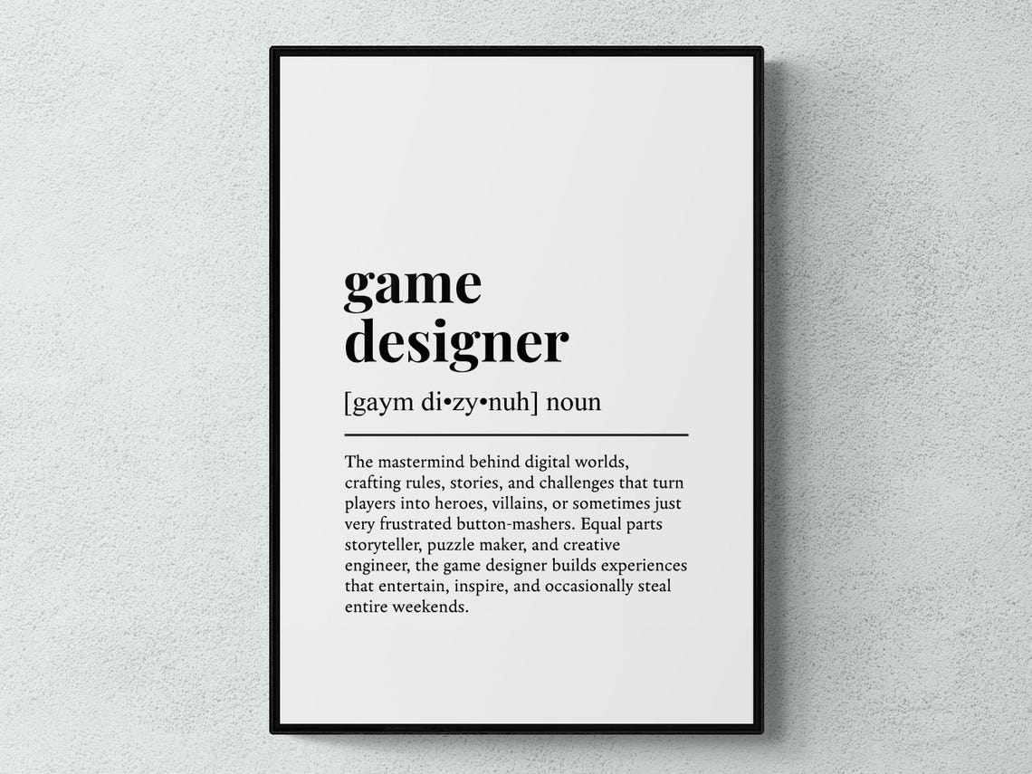 Game Designer Funny Definition Job Work Gift Wall Art Print
