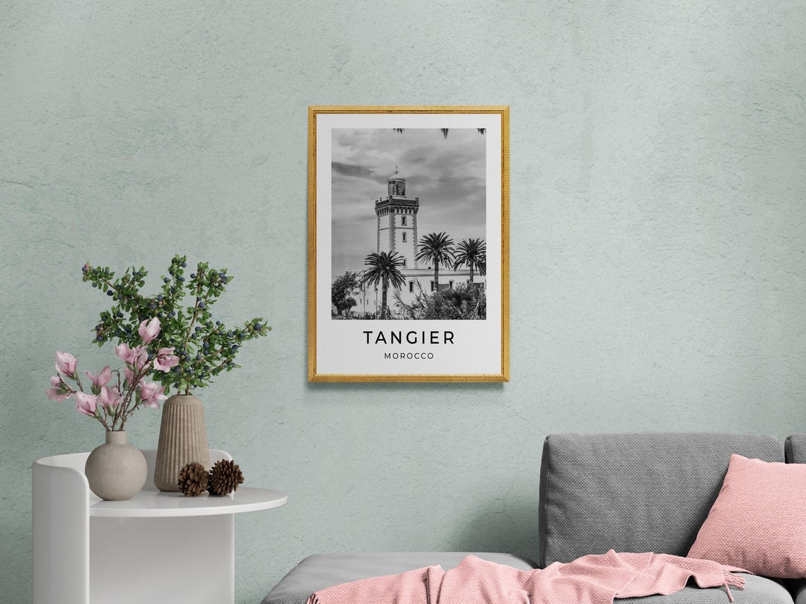 Tangier Morocco Cap Spartel Lighthouse Palm Trees Travel Poster - Image 2