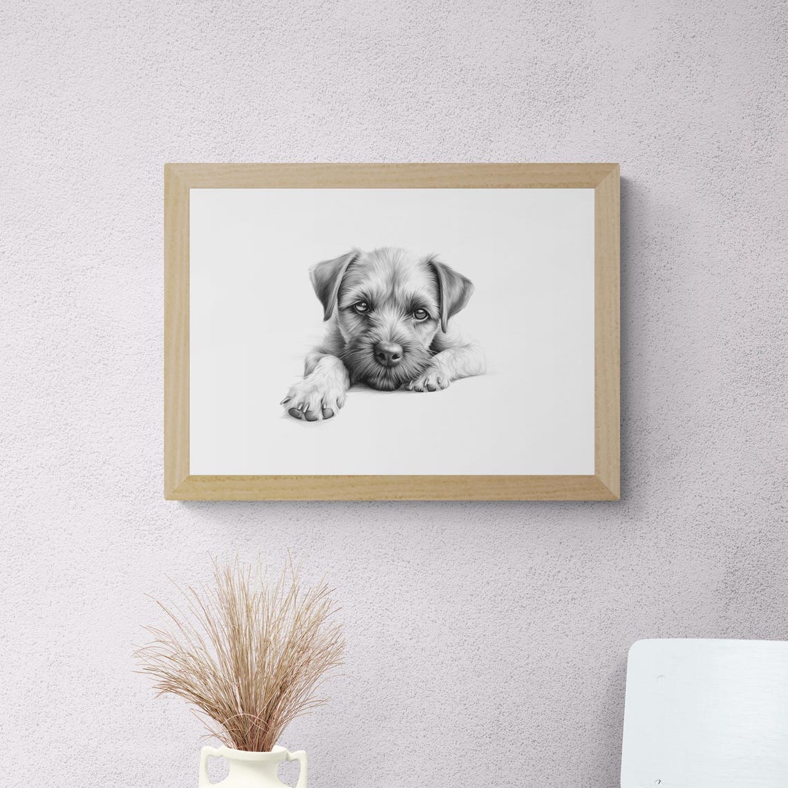 Border Terrier Puppy Wiry Country Terrier Pencil Sketch Portrait Print - Image 2