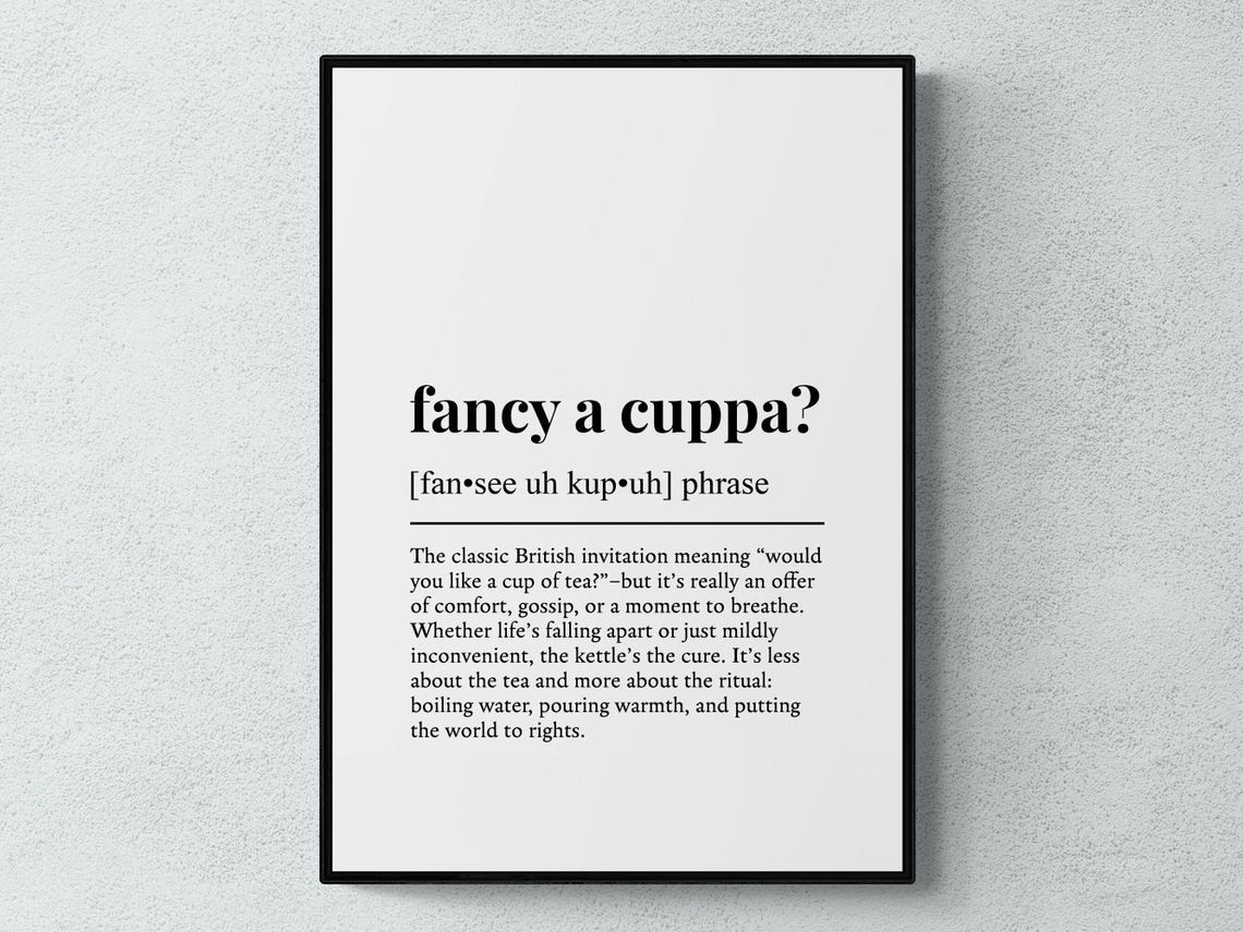 Fancy A Cuppa British Tea Phrase Funny Definition Style Wall Poster