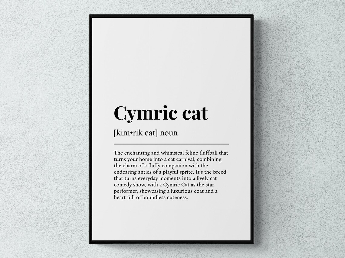 Cymric Cat Funny Dictionary Definition Fluffy Whimsical Minimalist Poster