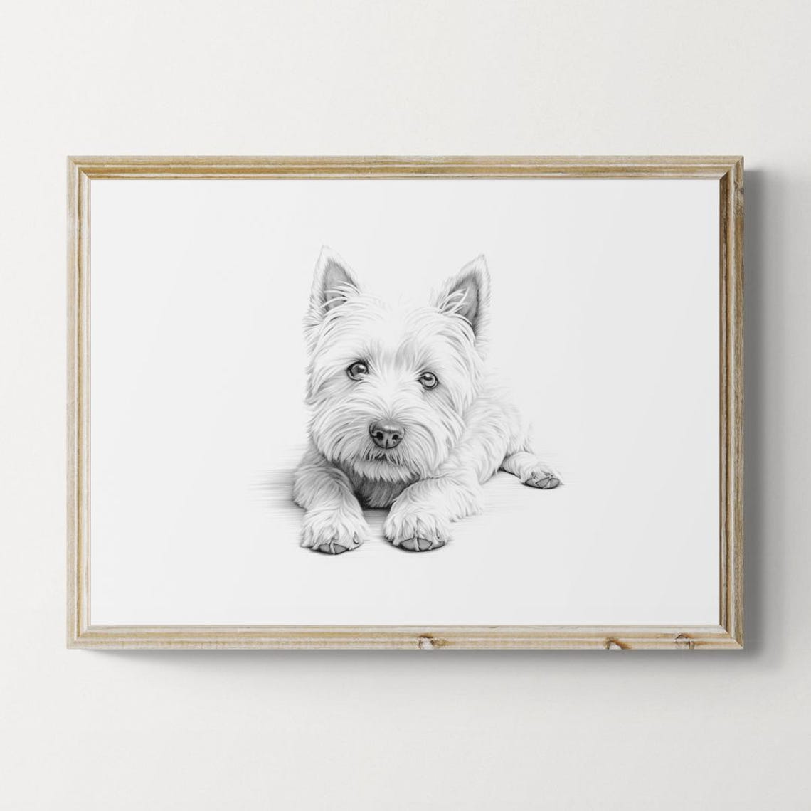West Highland White Terrier Puppy Sketch Vintage Style Dog Poster