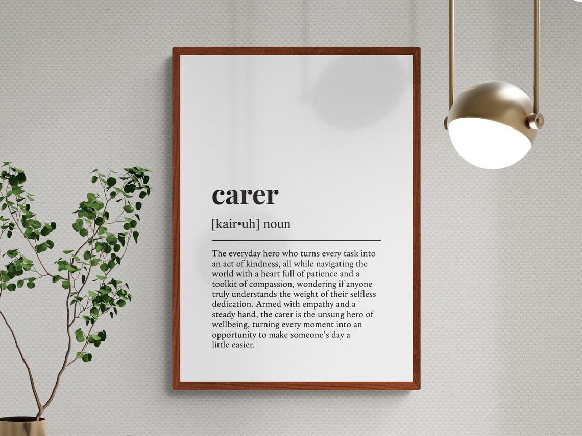 Carer Funny Definition Job Gift Typography Wall Print - Image 3