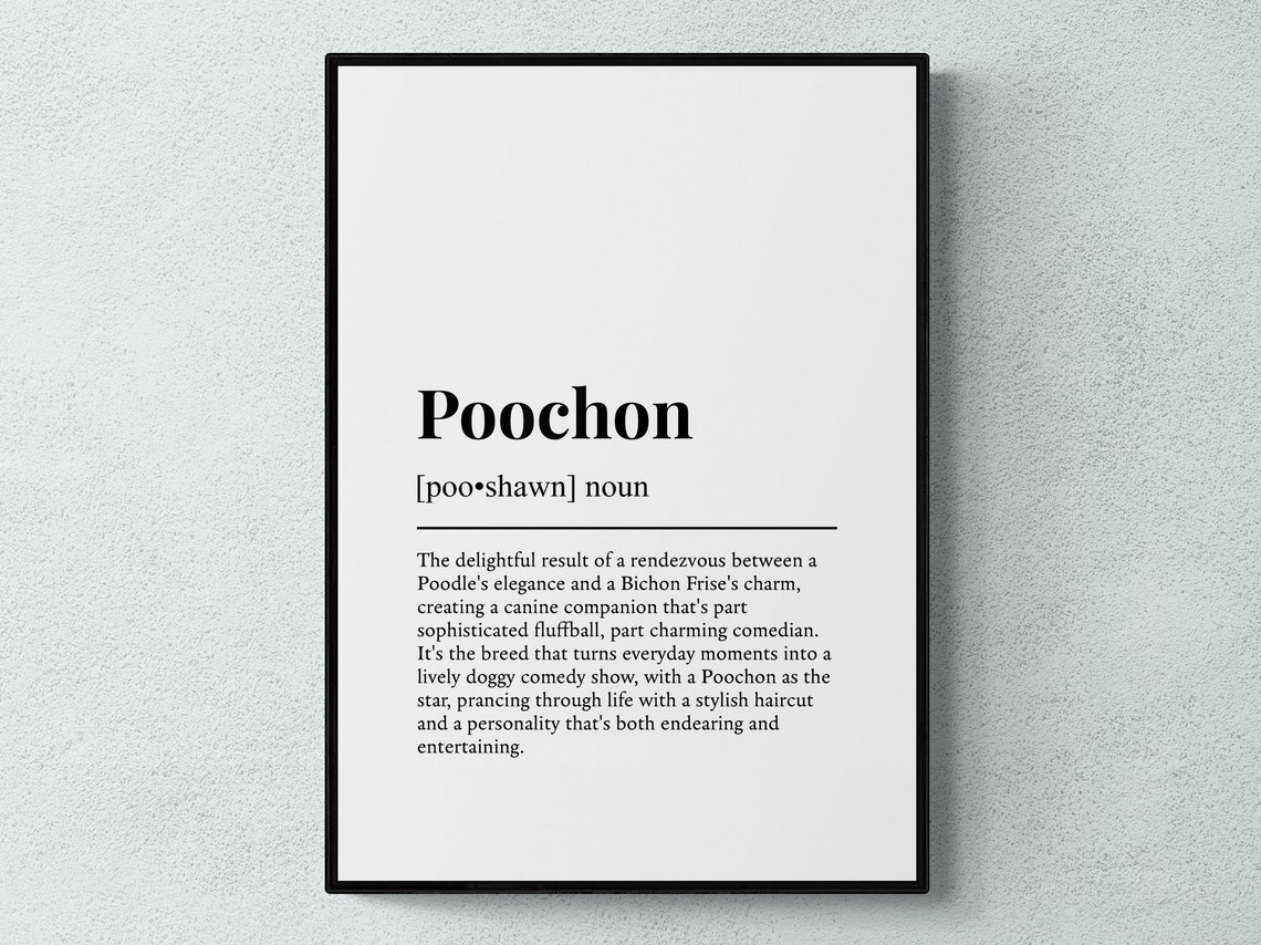 Poochon Funny Definition Minimalist Dictionary Word Art Poster
