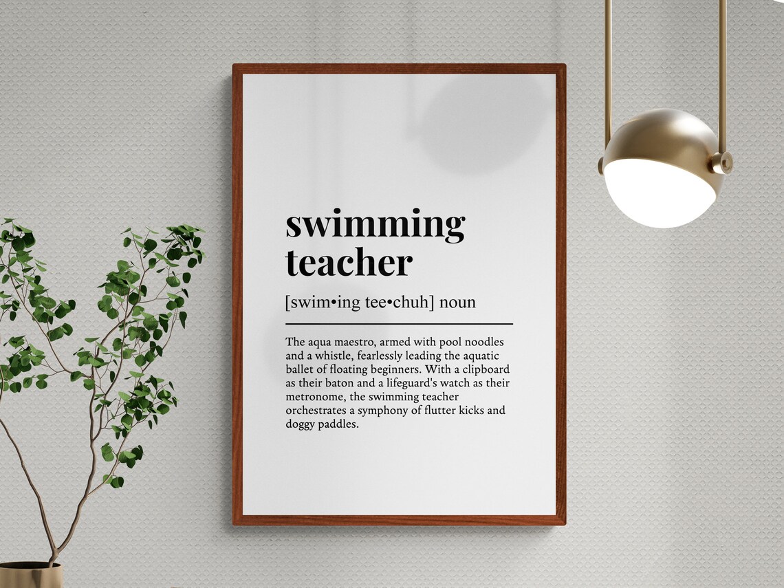 Swimming Teacher Funny Definition Job Gift Art Print - Image 3