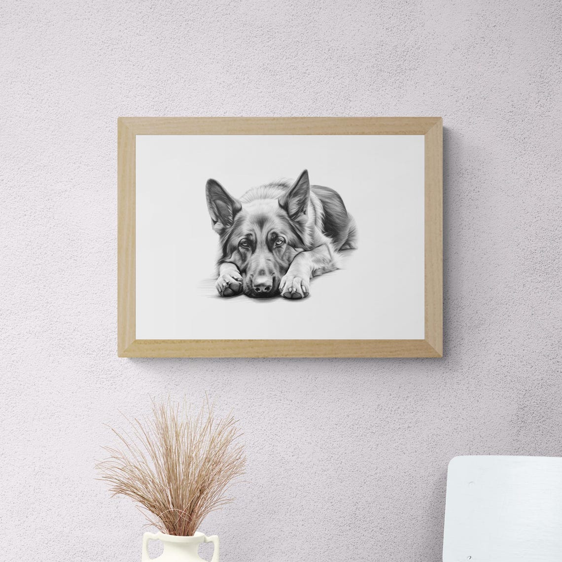 German Shepherd Puppy Loyal Working Dog Pencil Sketch Portrait Print - Image 2