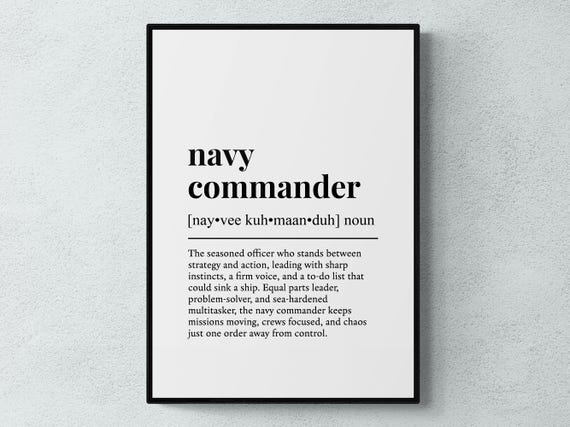Navy Commander Funny Definition Job Work Gift Wall Art Print