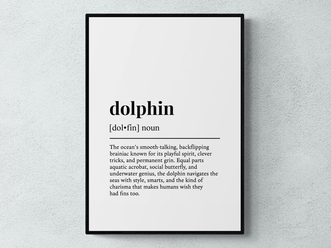 Dolphin Dictionary Definition Art Poster Funny Ocean Animal Gift