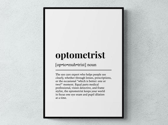 Optometrist Funny Definition Job Work Gift Wall Art Print