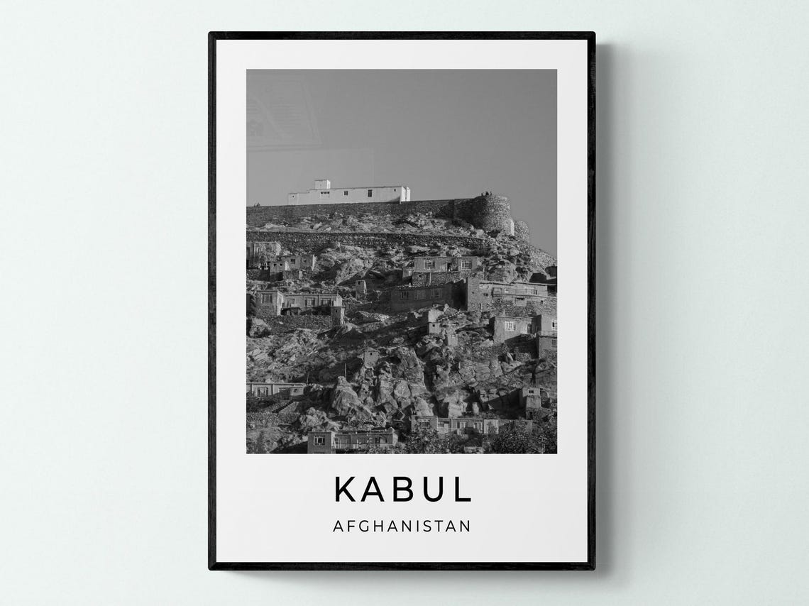 Kabul Afghanistan Hilltop Fortress Old Town Mountain Monochrome Poster