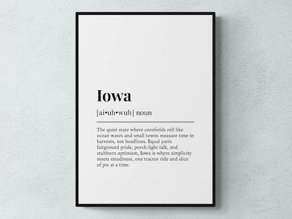 Iowa Dictionary Definition Funny Midwest State Gift Wall Poster