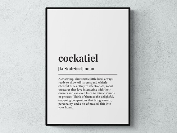 Cockatiel Funny Definition Pet Gift Wall Art Print