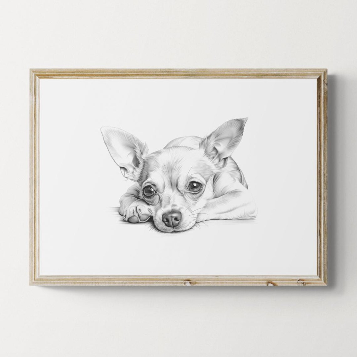 Chihuahua Vintage Sketch Art Print, Farmhouse Decor