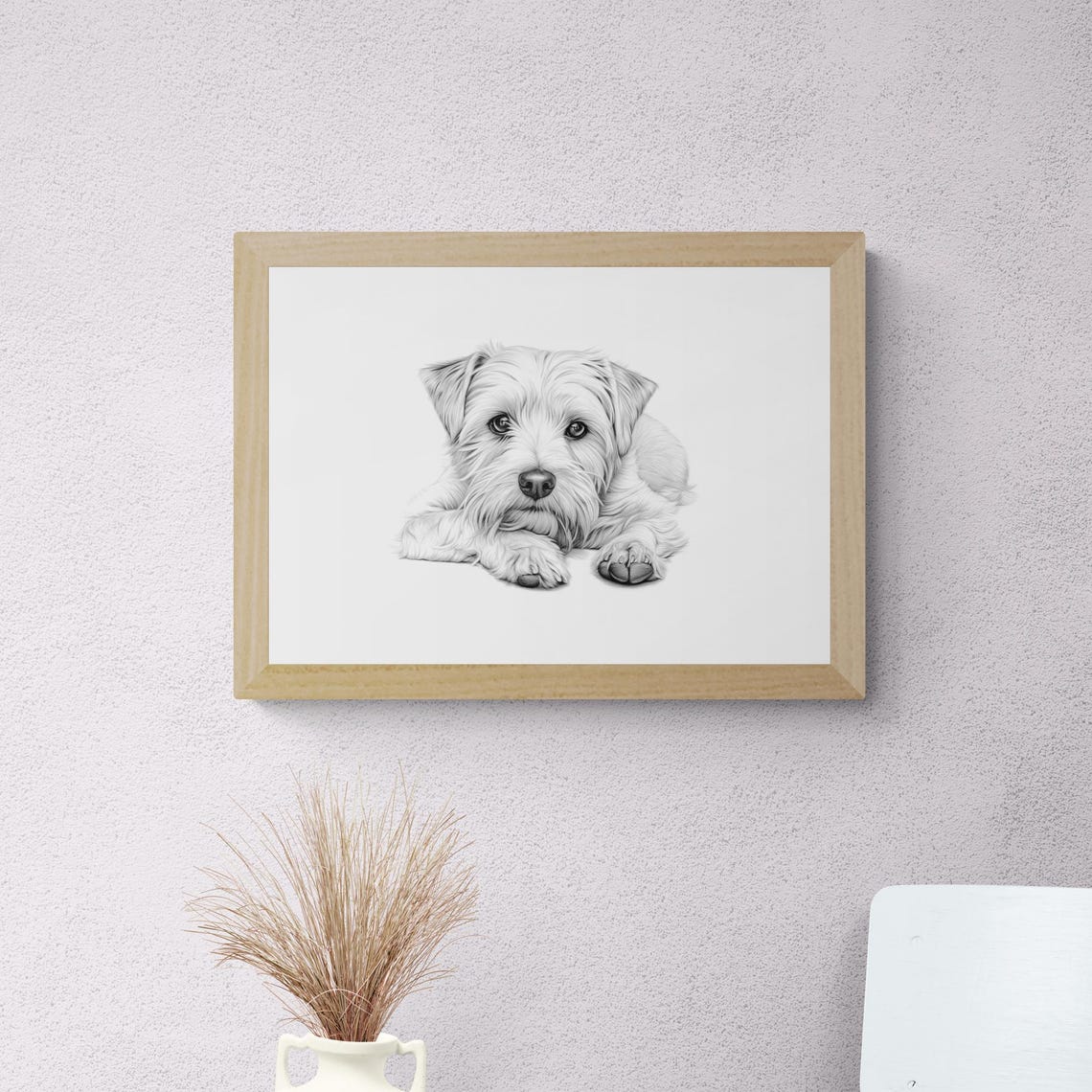 Norfolk Terrier Small Wiry Puppy Sketch Lying Down Vintage Dog Poster - Image 2
