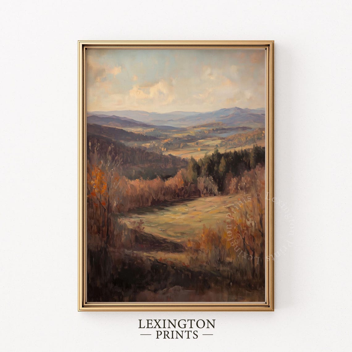 Autumn Mountain Valley Overlook Warm Light Oil Painting Scenic Poster - Image 5