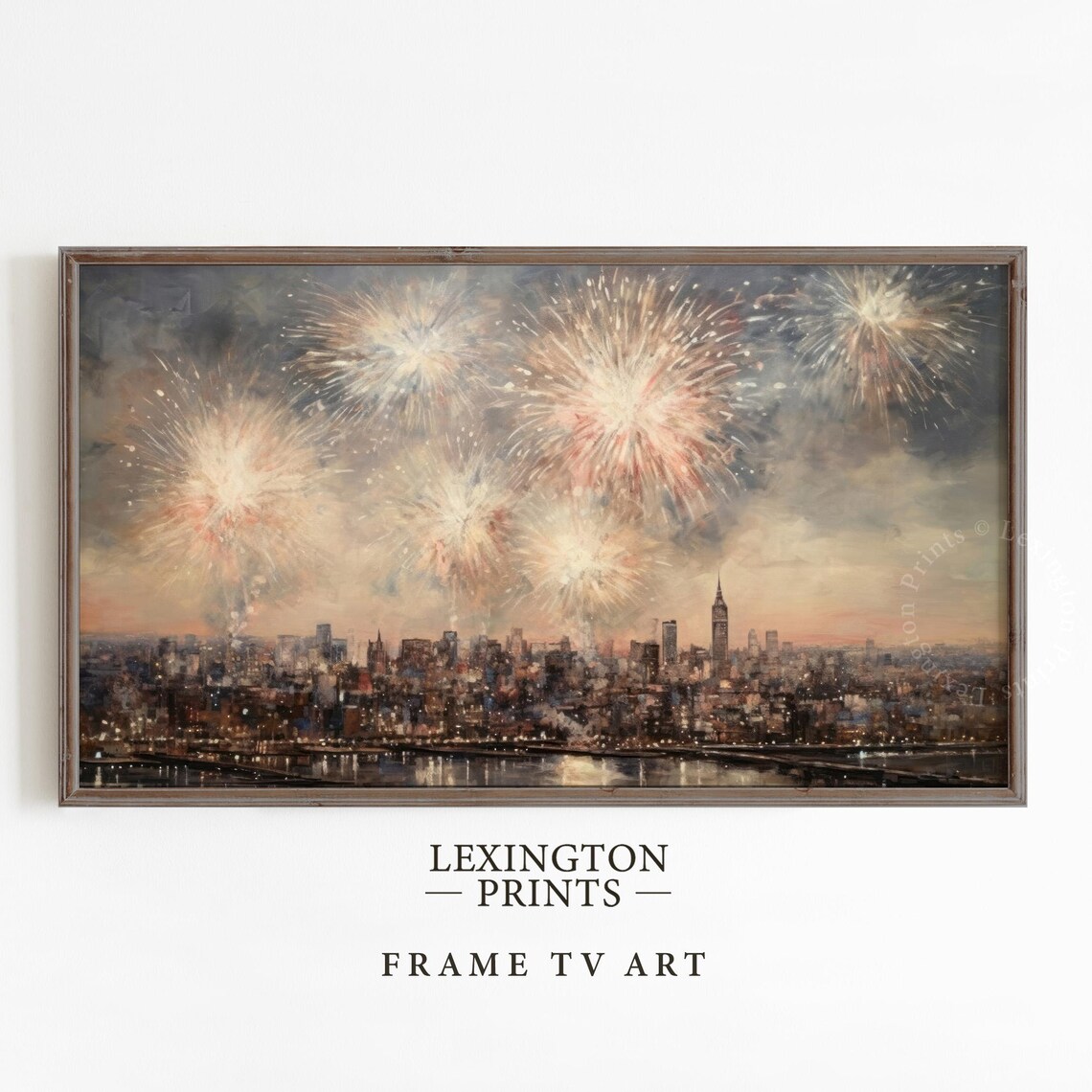 New York City Fireworks Over Skyline Night Celebration Poster - Image 4