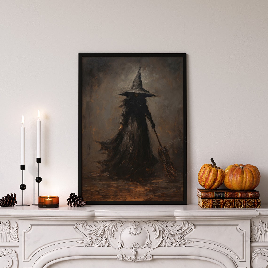 Dark Moody Witch Halloween Gothic Portrait Candlelight Vintage Poster - Image 7
