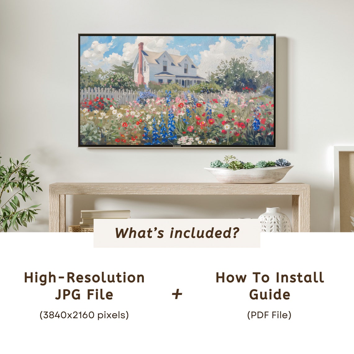 Coastal Cottage Frame Tv Art Summer Tv Art Coastal Tv Art 4th Of July Tv Art Wildflower Tv Art Maine Oil Painting Neutral Summer Decor 721 - Image 6