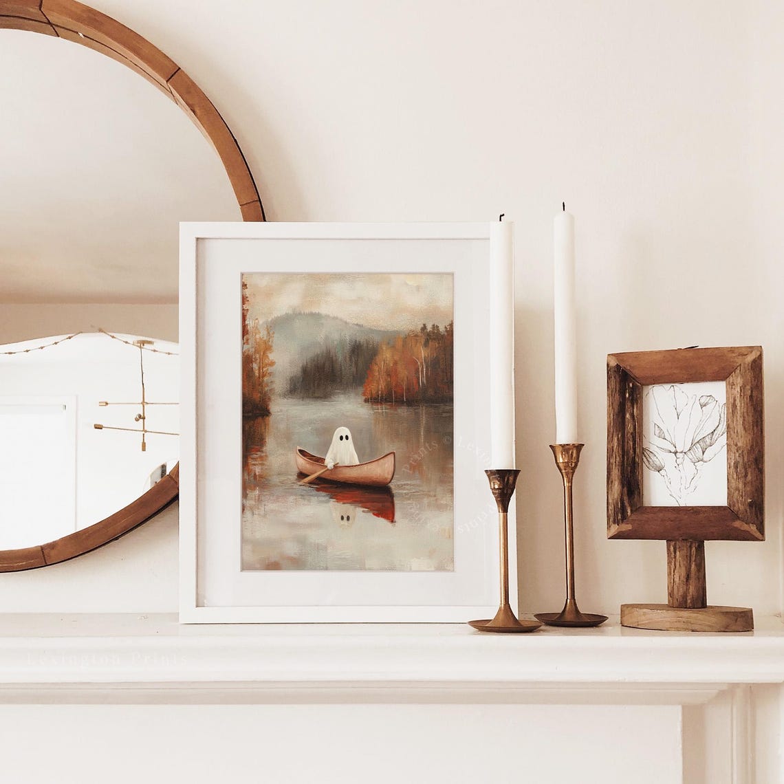 Cute Ghost On Boat Halloween Wall Art Ghost Print Fall Wall Art Halloween Print Fall Print Spooky Prints Fall Landscape Art 827 - Image 6