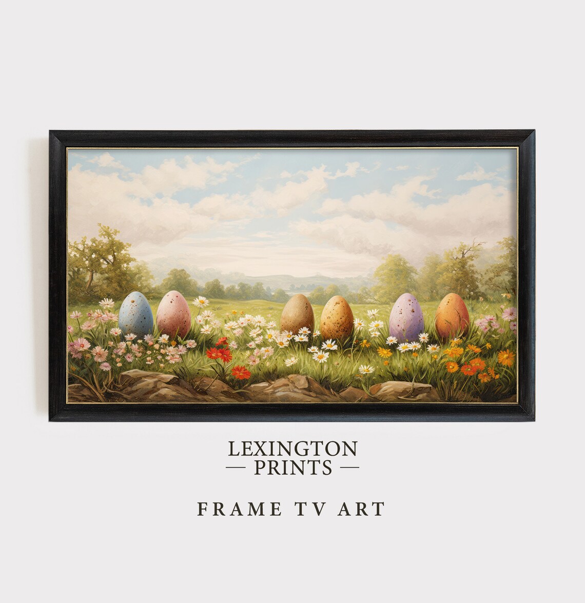 Colorful Painted Easter Eggs Nestled In Wildflower Meadow Spring Poster - Image 4