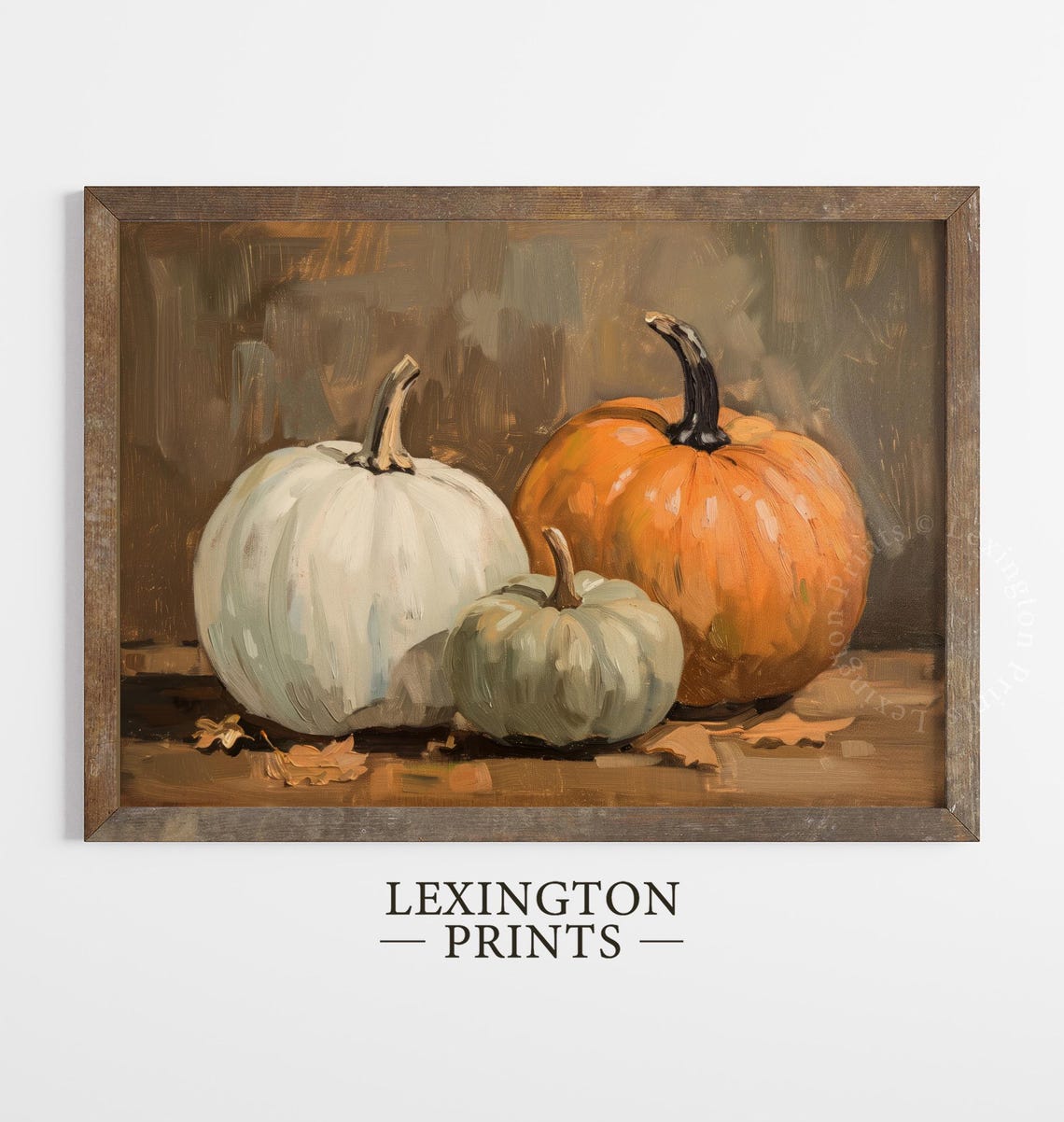 Three Pumpkins in Autumn Still Life Fall Harvest Decor Poster - Image 5