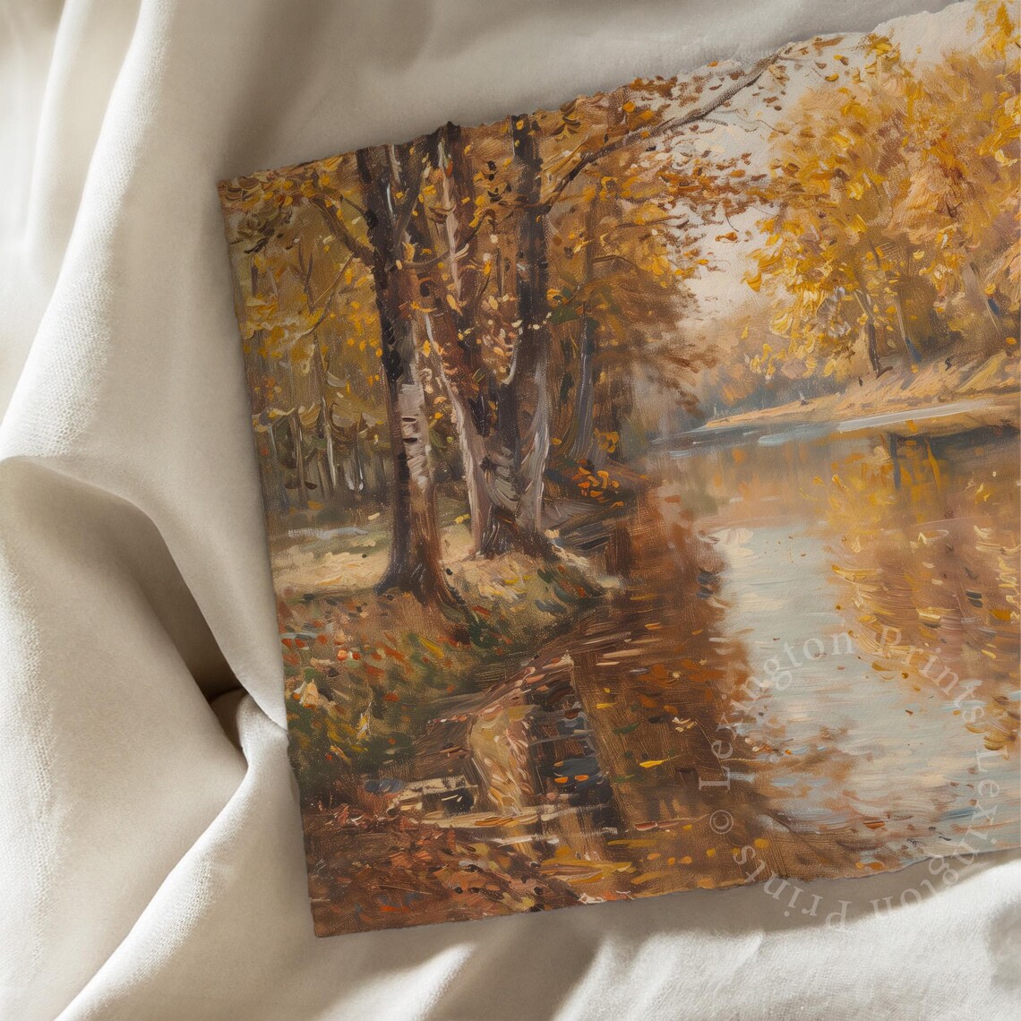 Golden Autumn Trees Mirrored In Calm River Classic Fall Landscape Poster - Image 6
