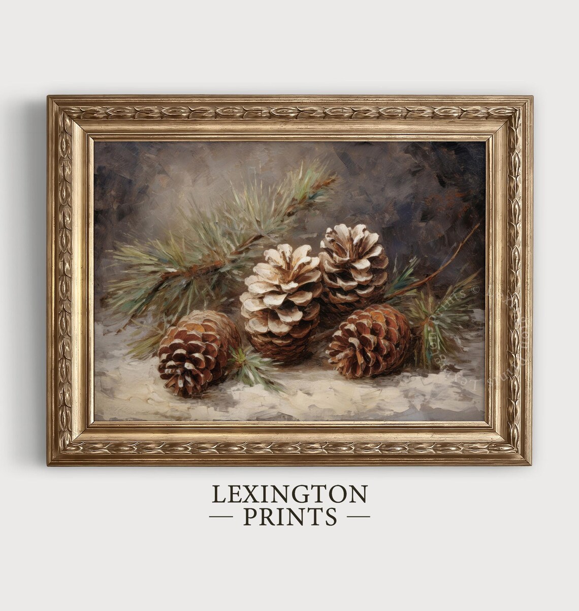 Vintage Christmas Pinecone Still Life Art Print - Image 5