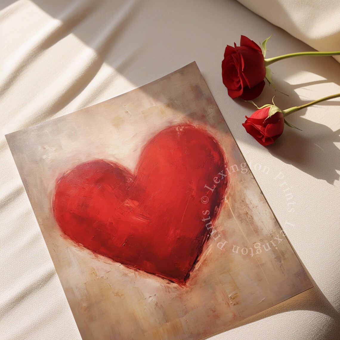 Rustic Vintage Valentines Red Heart Art Print - Image 5
