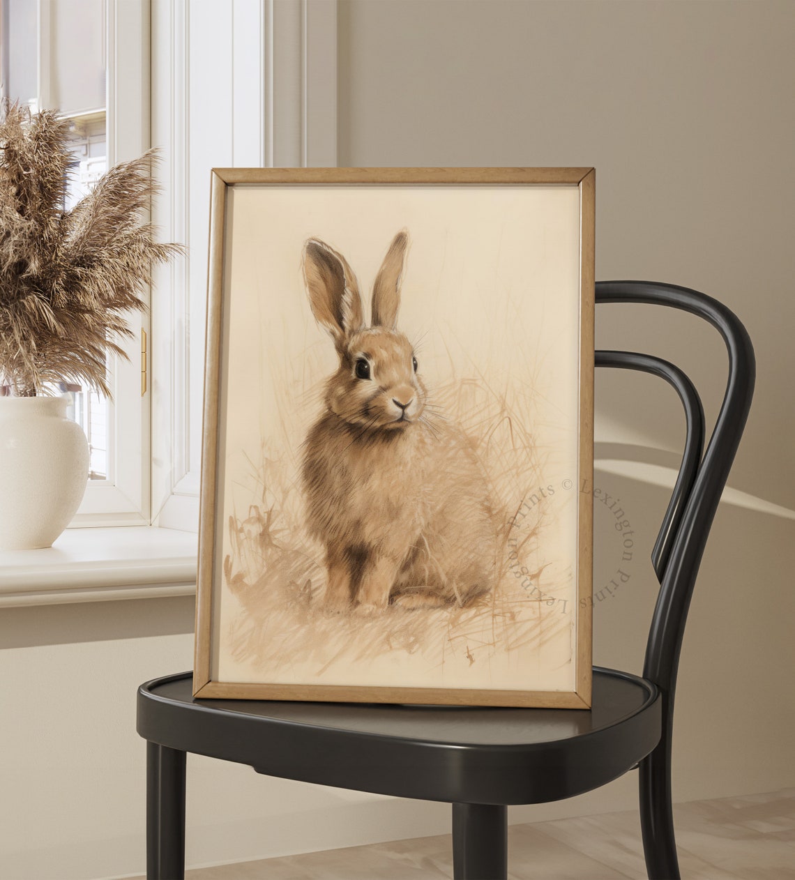 Brown Rabbit Meadow Sketch Vintage Wildlife Drawing Style Poster - Image 8