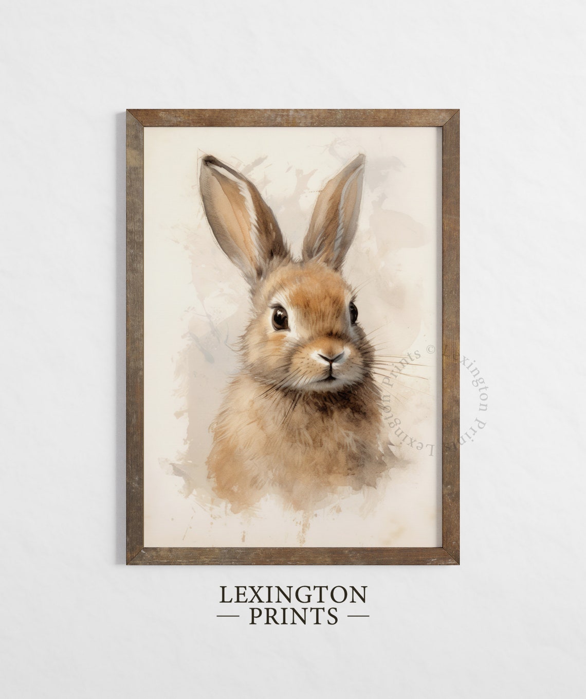 Sweet Watercolor Bunny Rabbit Portrait Woodland Nursery Wall Art - Image 5