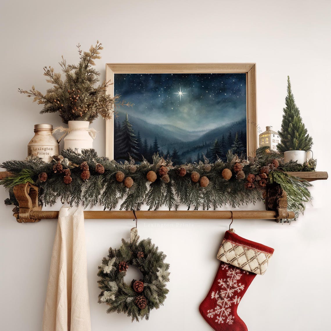 Christmas Star Christian Wall Art Christian Cross Art Christmas Wall Art Christmas Print Oil Painting Christian Jesus Art Nativity Star 397 - Image 8