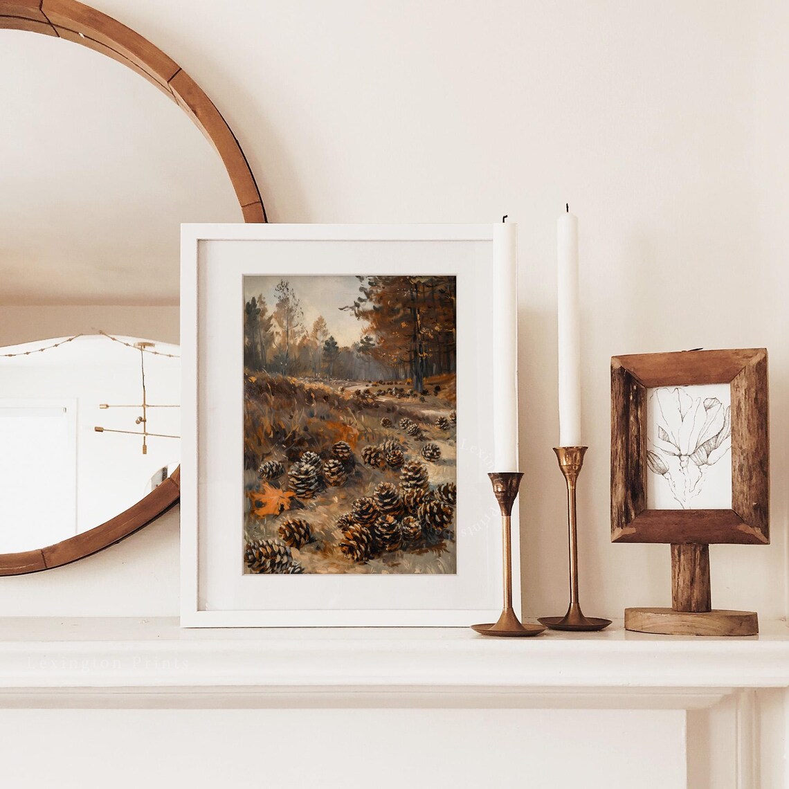 Pinecones in Autumn Forest Vintage Oil Painting Nature Poster - Image 7