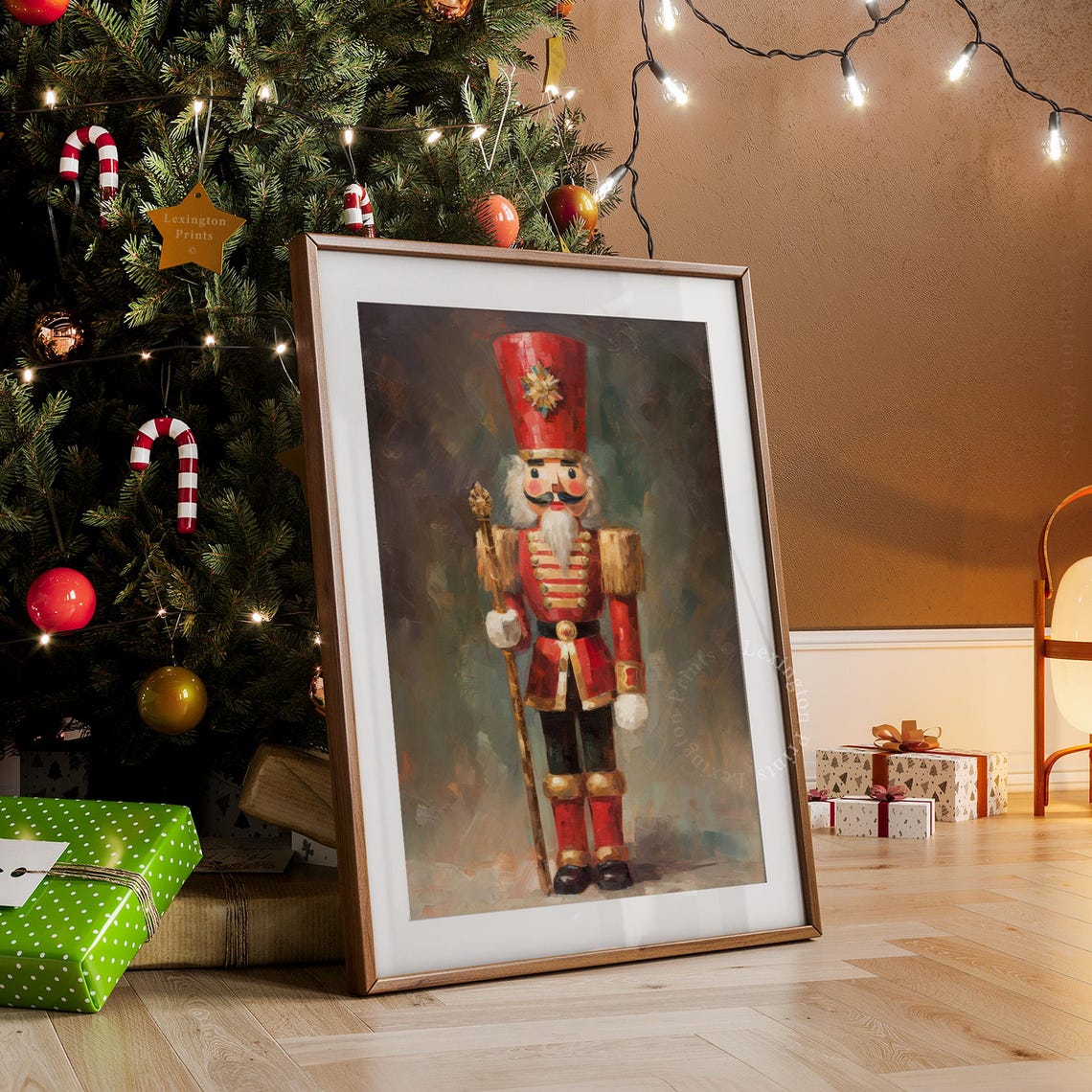 Red Nutcracker Soldier Vintage Christmas Holiday Painting Poster - Image 7