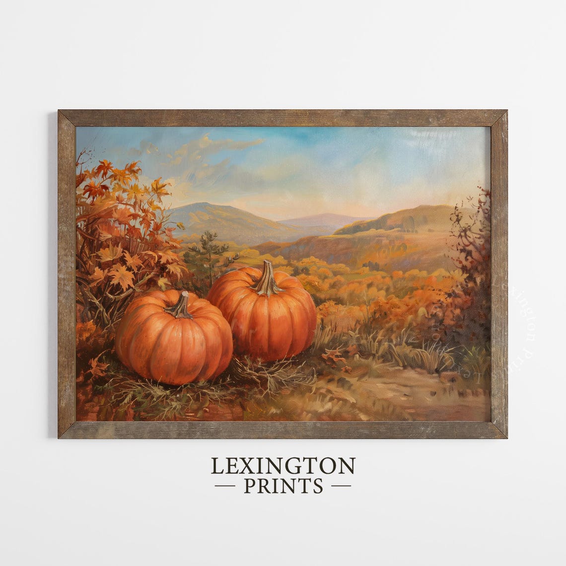 Autumn Pumpkin Patch Mountain Harvest Fall Landscape Art Poster - Image 3