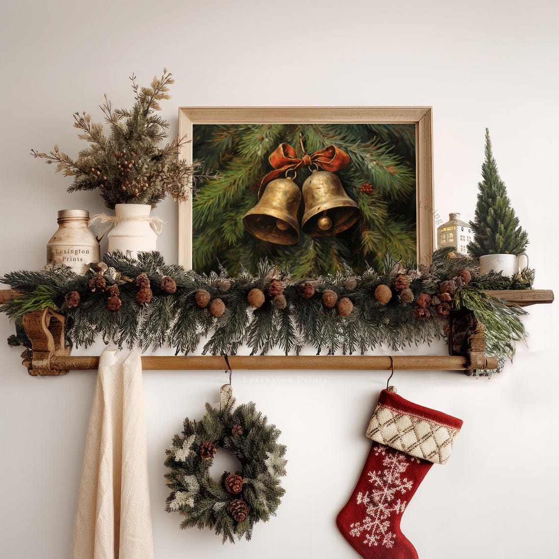 Christmas Jingle Bells Christmas Wall Art Brass Bells Vintage Christmas Print Winter Print Christmas Oil Painting Holiday Art 300 - Image 8
