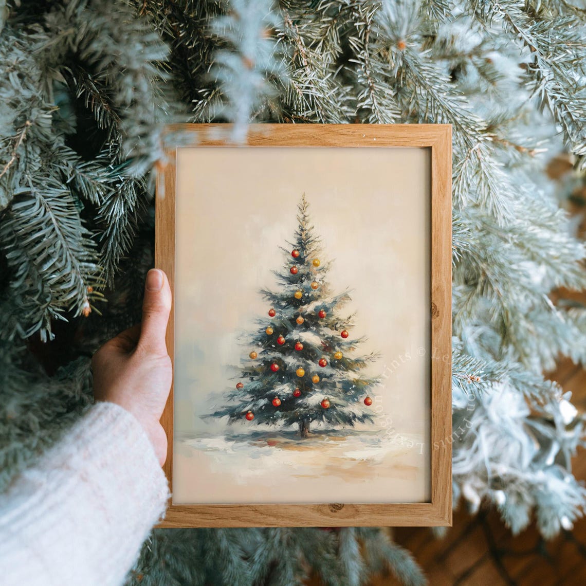 Minimalist Christmas Tree with Red and Gold Ornaments Holiday Poster - Image 8