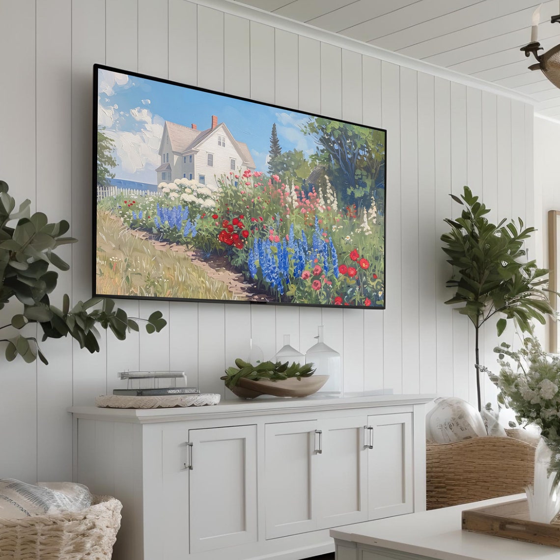 Coastal Home Frame Tv Art Summer Tv Art 4th Of July Tv Art Coastal Tv Art Wildflower Tv Art Maine Oil Painting Vintage Summer Decor 720 - Image 3