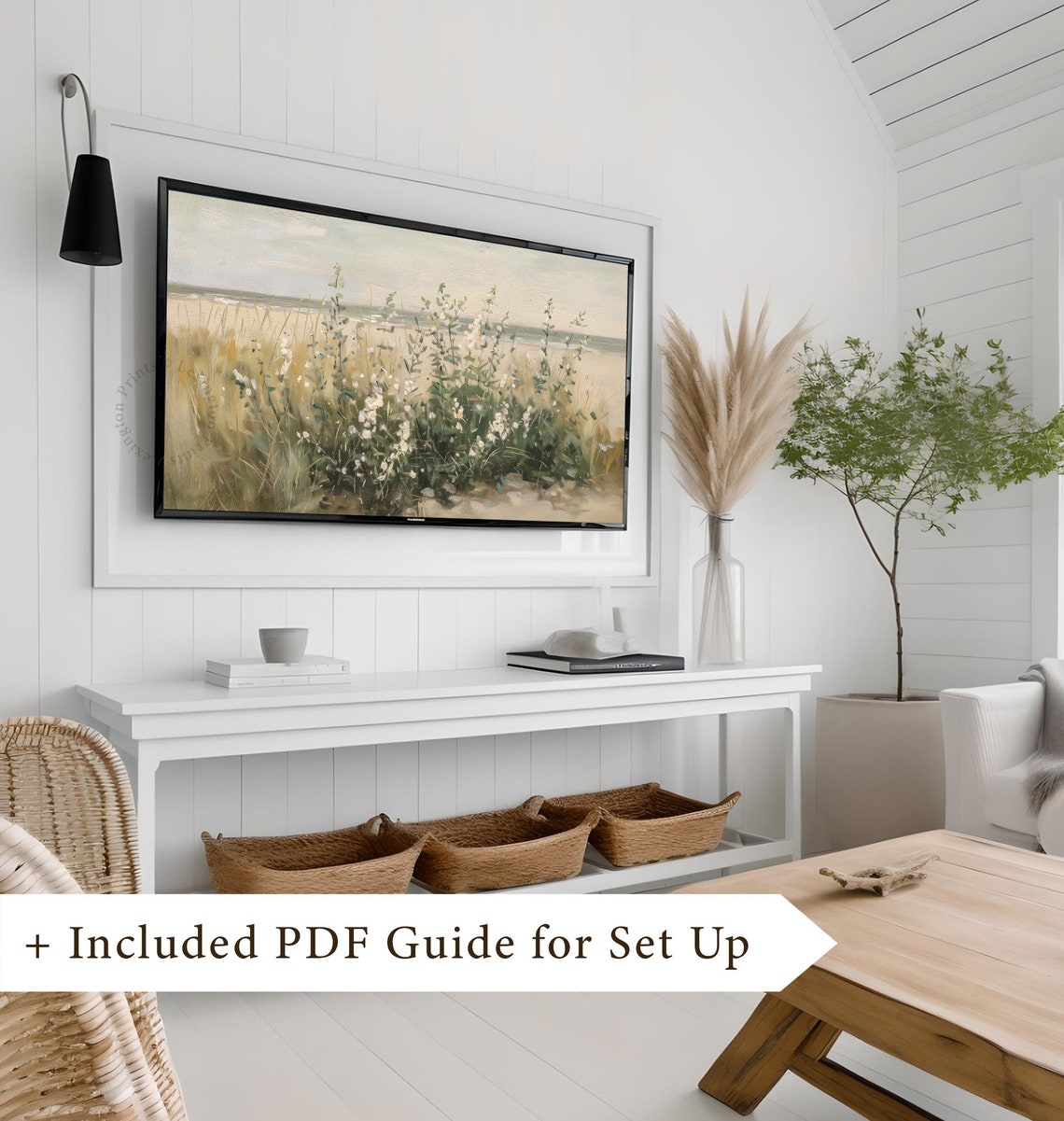 Moody Coastal Wildflower Meadow Beach Sunset Vintage Style Poster - Image 8