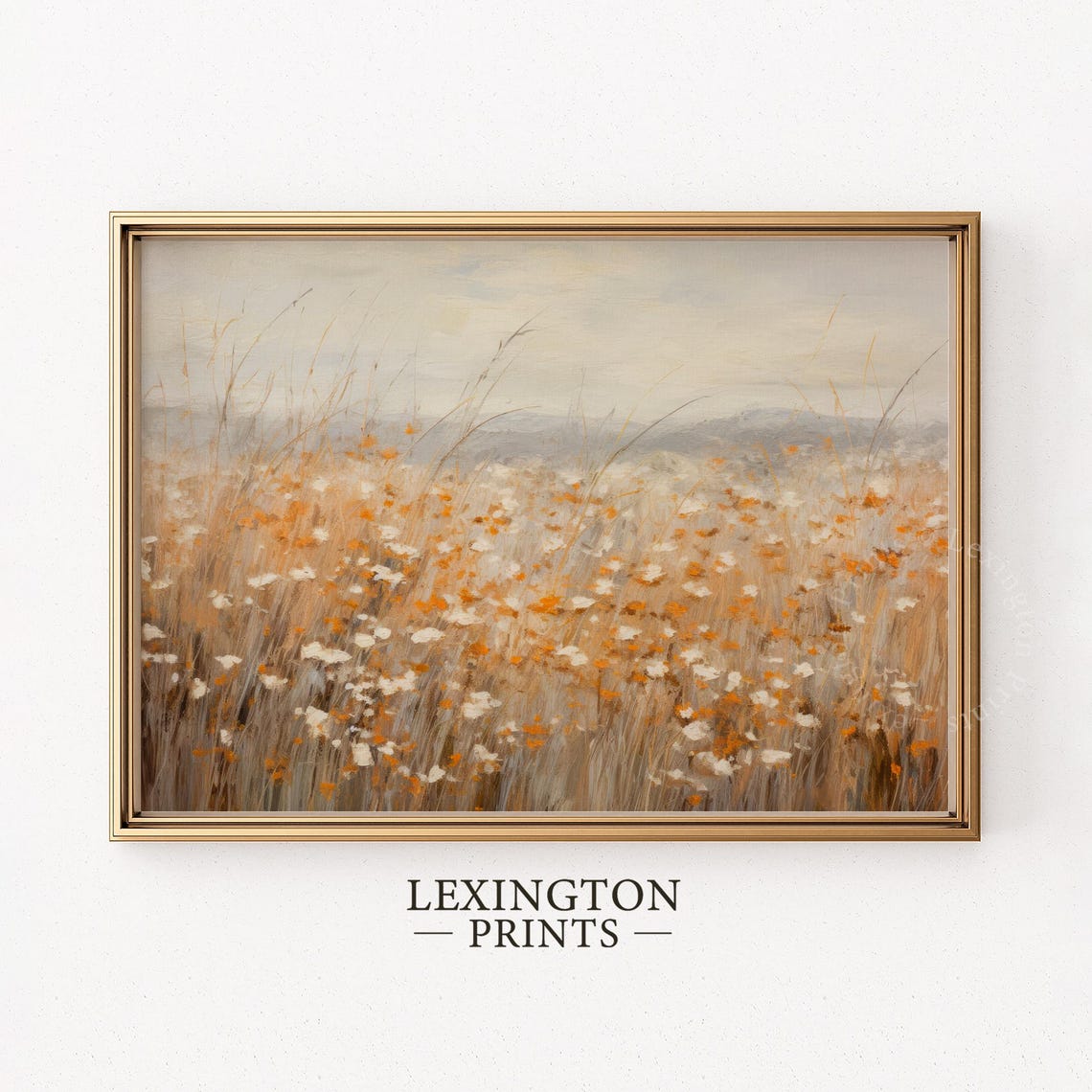 Fall Wildflower Field Warm Autumn Tones Rustic Landscape Poster