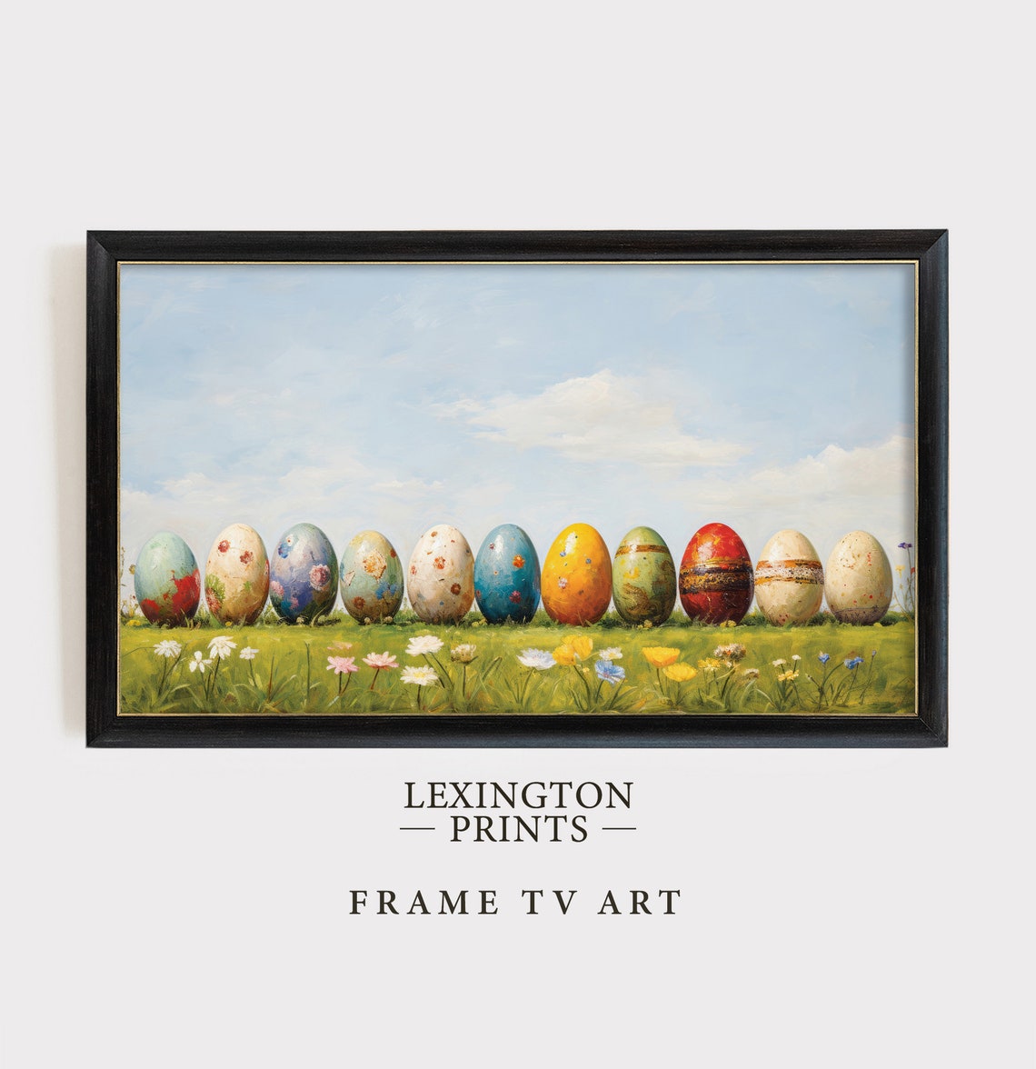 Painted Easter Eggs in Wildflower Meadow Spring Scene Poster - Image 4