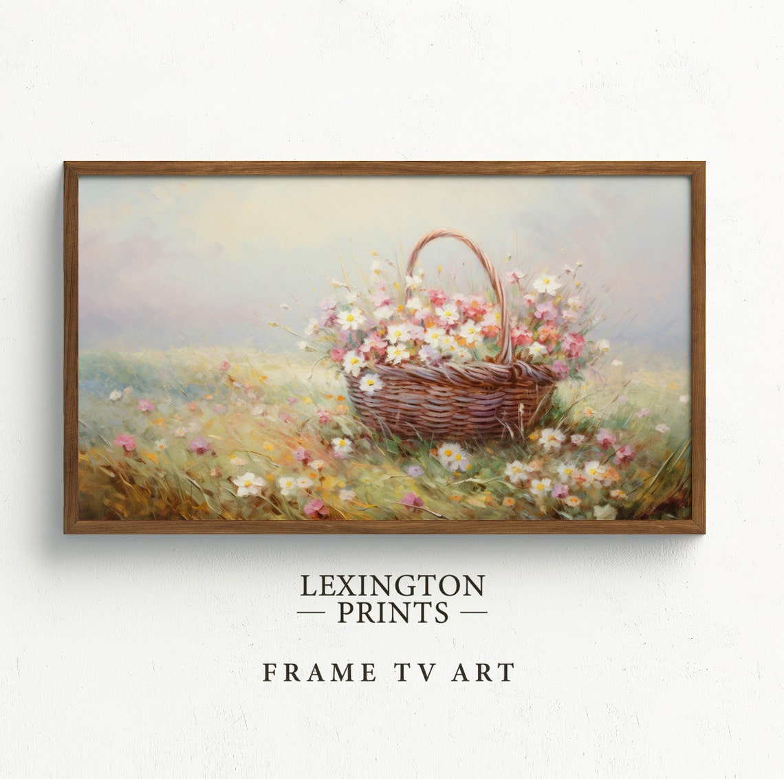 Easter Basket of Wildflowers in Spring Meadow Frame TV Art Print