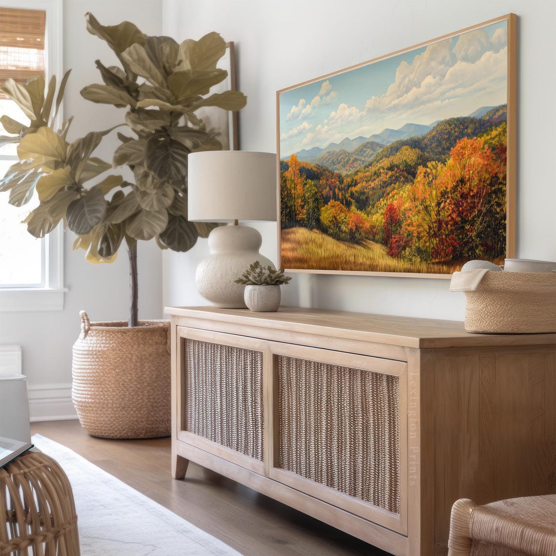 Autumn Mountain Landscape with Fall Foliage Hills Frame TV Art Print - Image 3