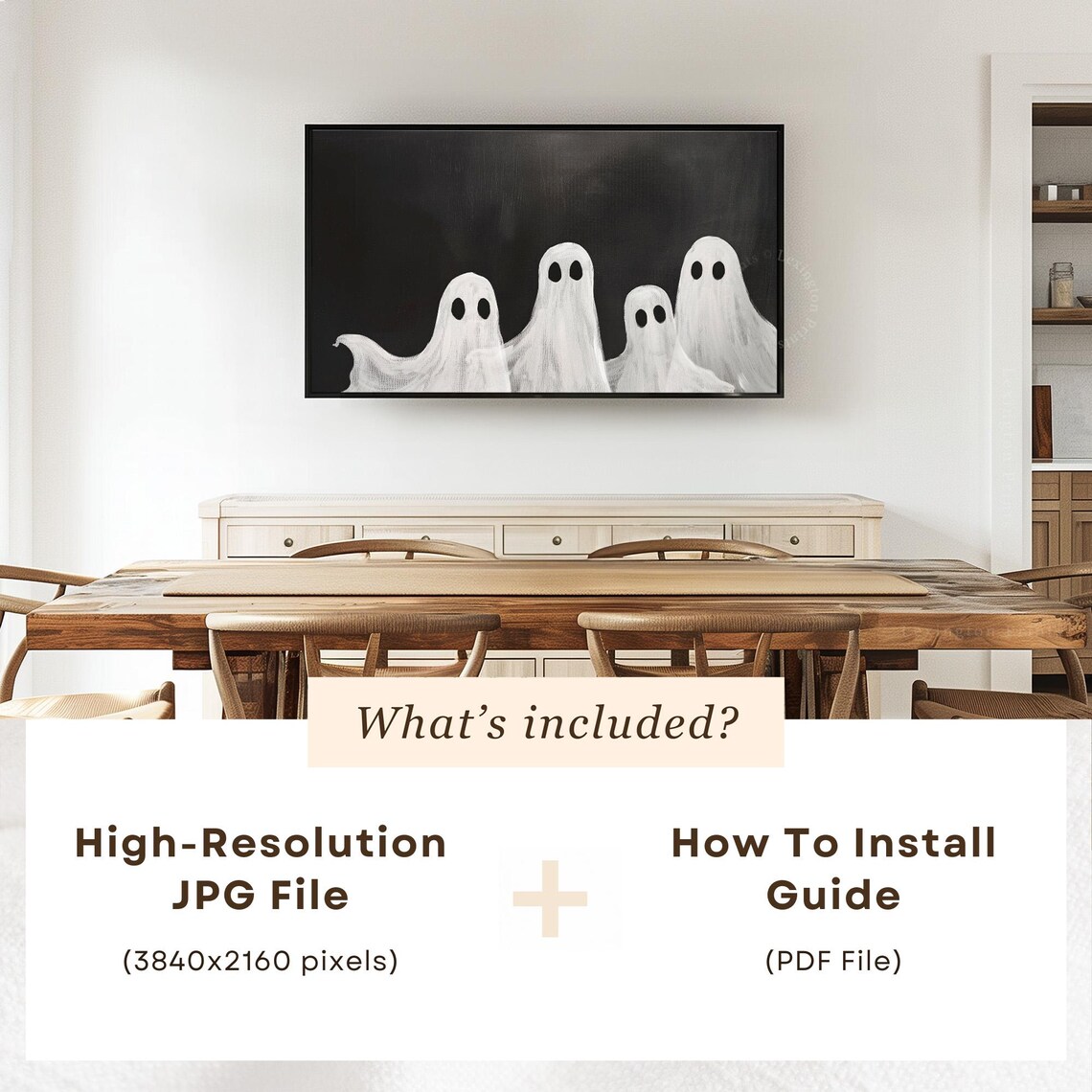 Ghost Family Halloween Frame Tv Art Ghost Tv Art Halloween Tv Art Minimalist Black White Tv Art Fall Tv Art Halloween Party Decor 760 - Image 6